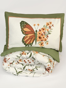 Наволочка "Цветочное поле" из натурального сатина MBM MY HOME модель BL-P-02 GREEN/PRINT Фото