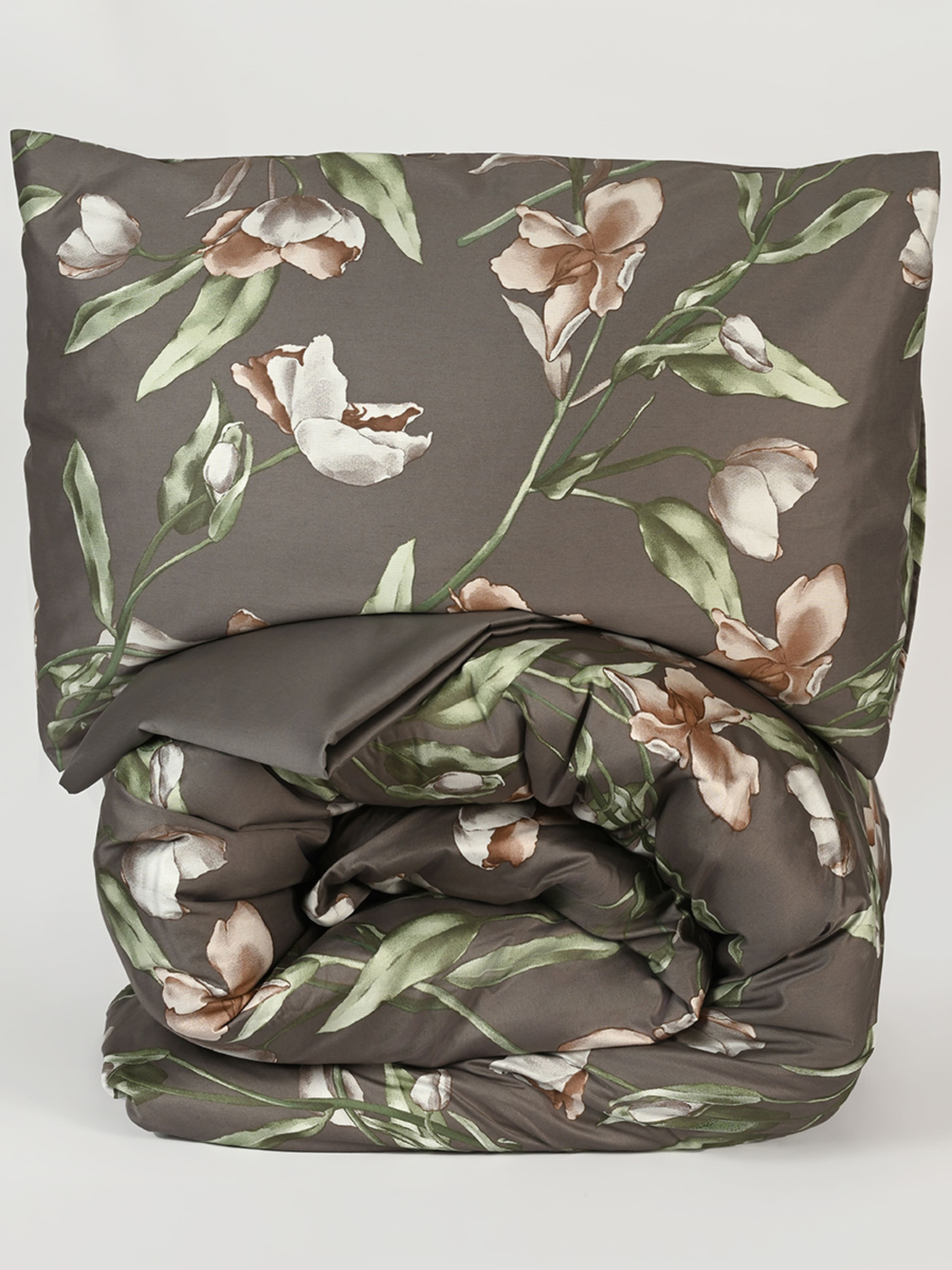 Наволочка "Весняний цвіт" з натурального сатину MBM HOME модель BL-P-03 GRAY/PRINT Фото