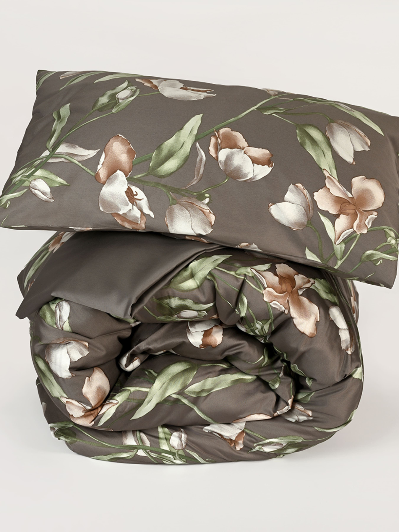 Наволочка "Весняний цвіт" з натурального сатину MBM HOME модель BL-P-03 GRAY/PRINT Фото