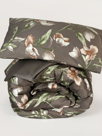 Наволочка "Весняний цвіт" з натурального сатину MBM HOME модель BL-P-03 GRAY/PRINT Фото