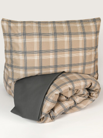 Наволочка "Тартан" из натурального вареного сатина MBM MY HOME модель BL-P-04 GRAY/BEIGE Фото