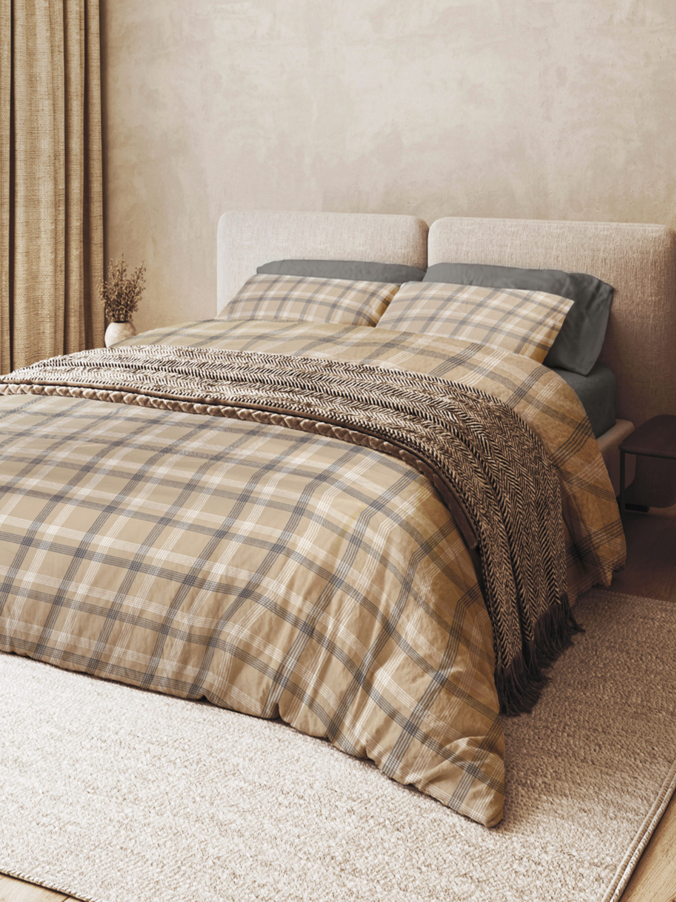 Наволочка "Тартан" из натурального вареного сатина MBM HOME модель BL-P-04 GRAY/BEIGE Наволочка "Тартан" из натурального вареного сатина MBM HOME модель BL-P-04 GRAY/BEIGE Фото