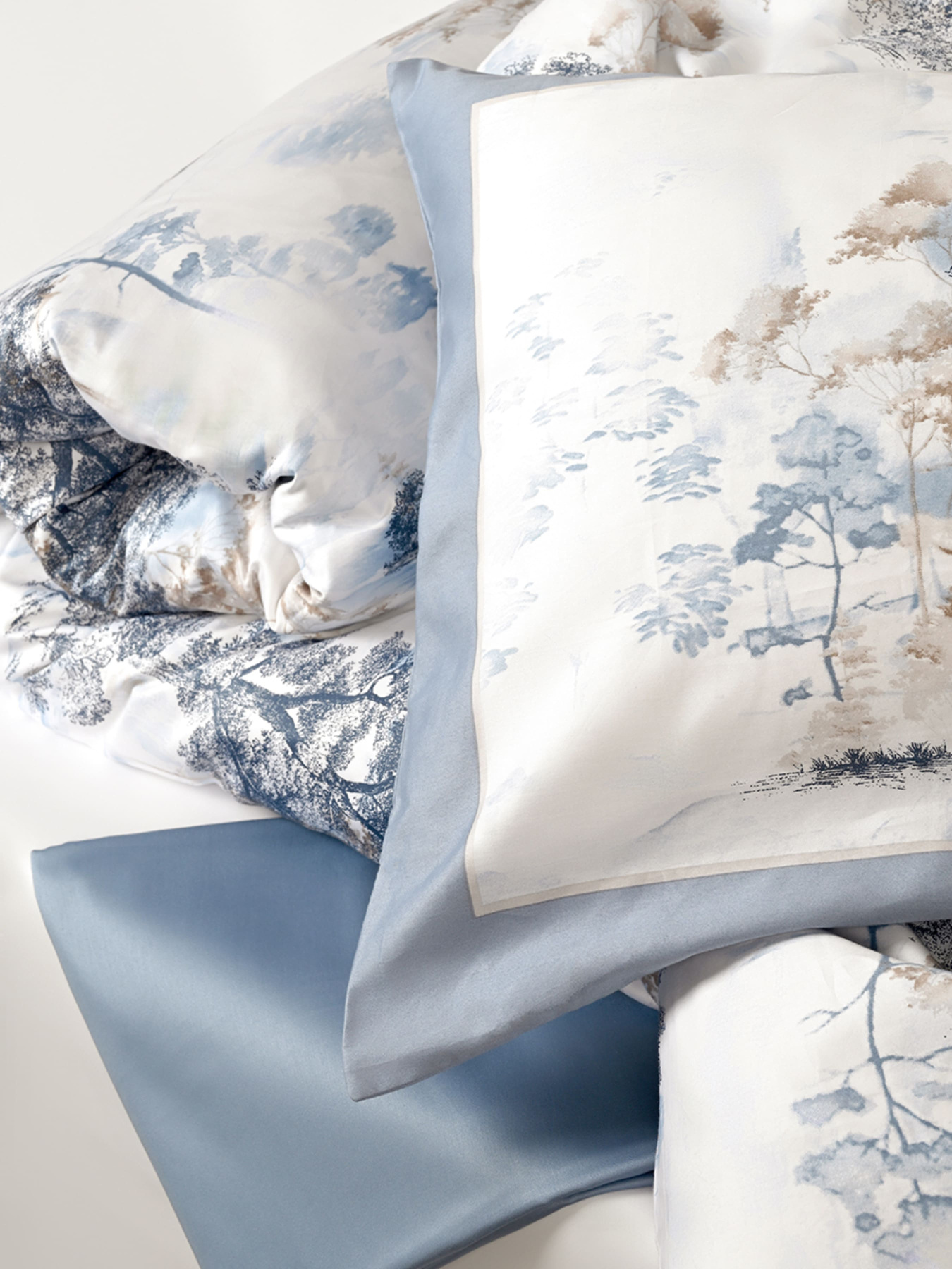 Пододеяльник "Магия леса" из натурального сатина MBM MY HOME модель BL-DC-01/02 BLUE/WHITE Фото