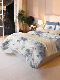 Пододеяльник "Магия леса" из натурального сатина MBM MY HOME модель BL-DC-01/02 BLUE/WHITE Фото