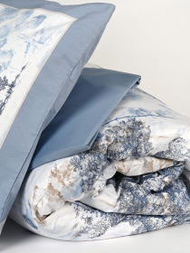 Пододеяльник "Магия леса" из натурального сатина MBM HOME модель BL-DC-01/02 BLUE/WHITE Фото