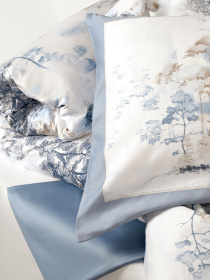 Пододеяльник "Магия леса" из натурального сатина MBM HOME модель BL-DC-01/02 BLUE/WHITE Фото