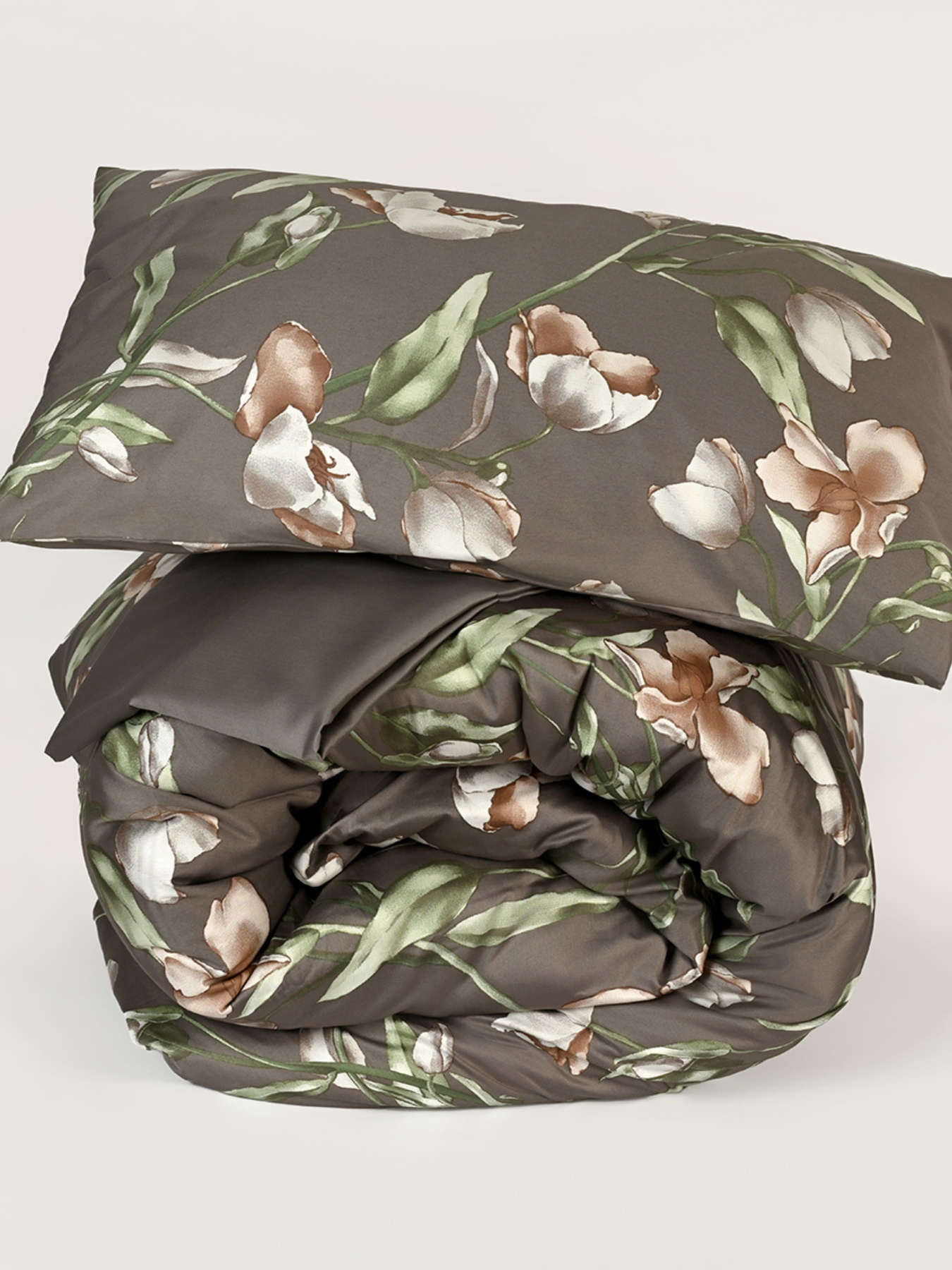 Пододеяльник "Весенний цвет" из натурального сатина MBM MY HOME модель BL-DC-05/06 GRAY/PRINT Фото