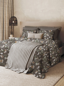 Пододеяльник "Весенний цвет" из натурального сатина MBM MY HOME модель BL-DC-05/06 GRAY/PRINT Фото
