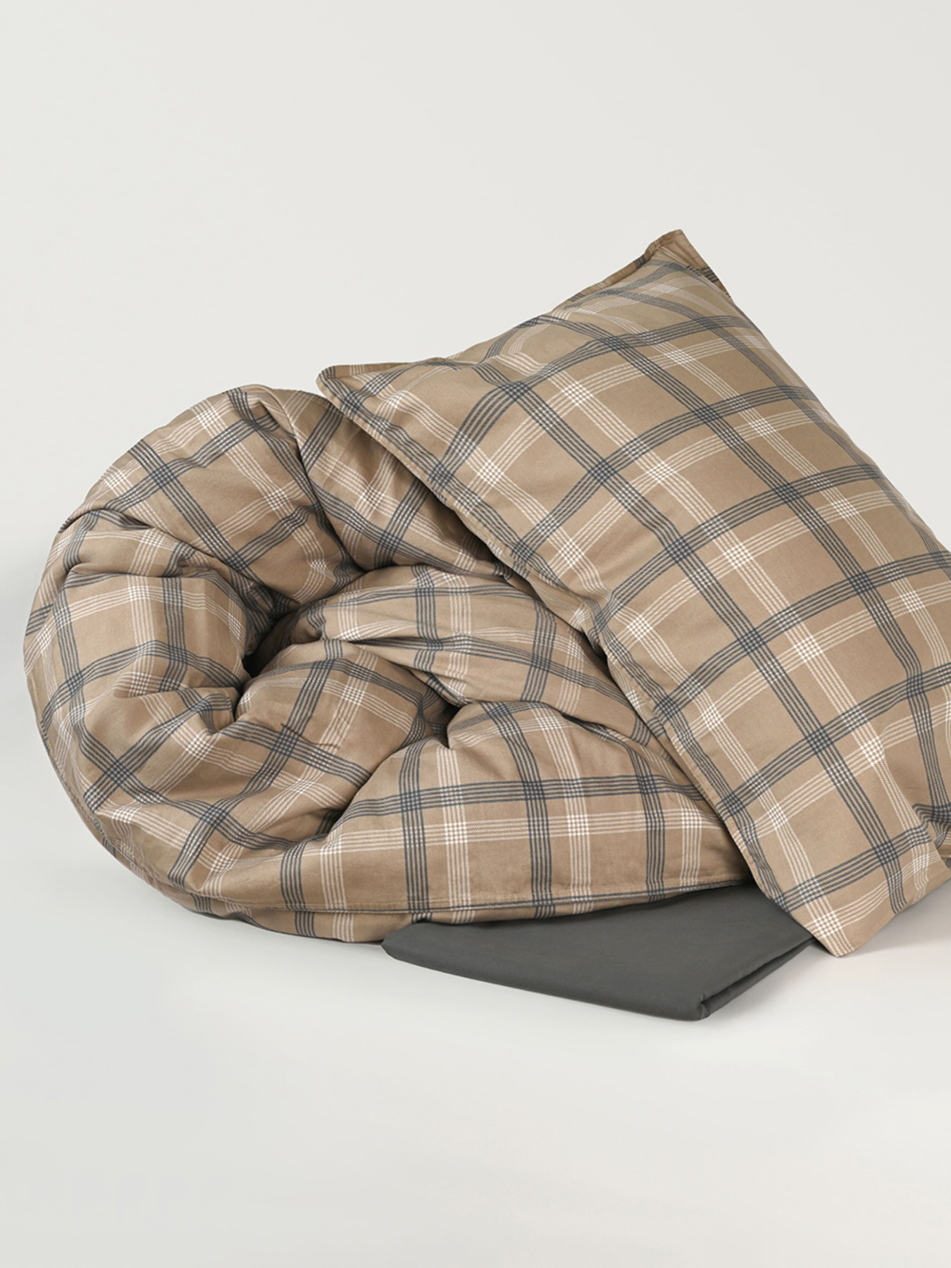 Пододеяльник "Тартан" из натурального вареного сатина MBM MY HOME модель BL-DC-07/08 GRAY/BEIGE Фото