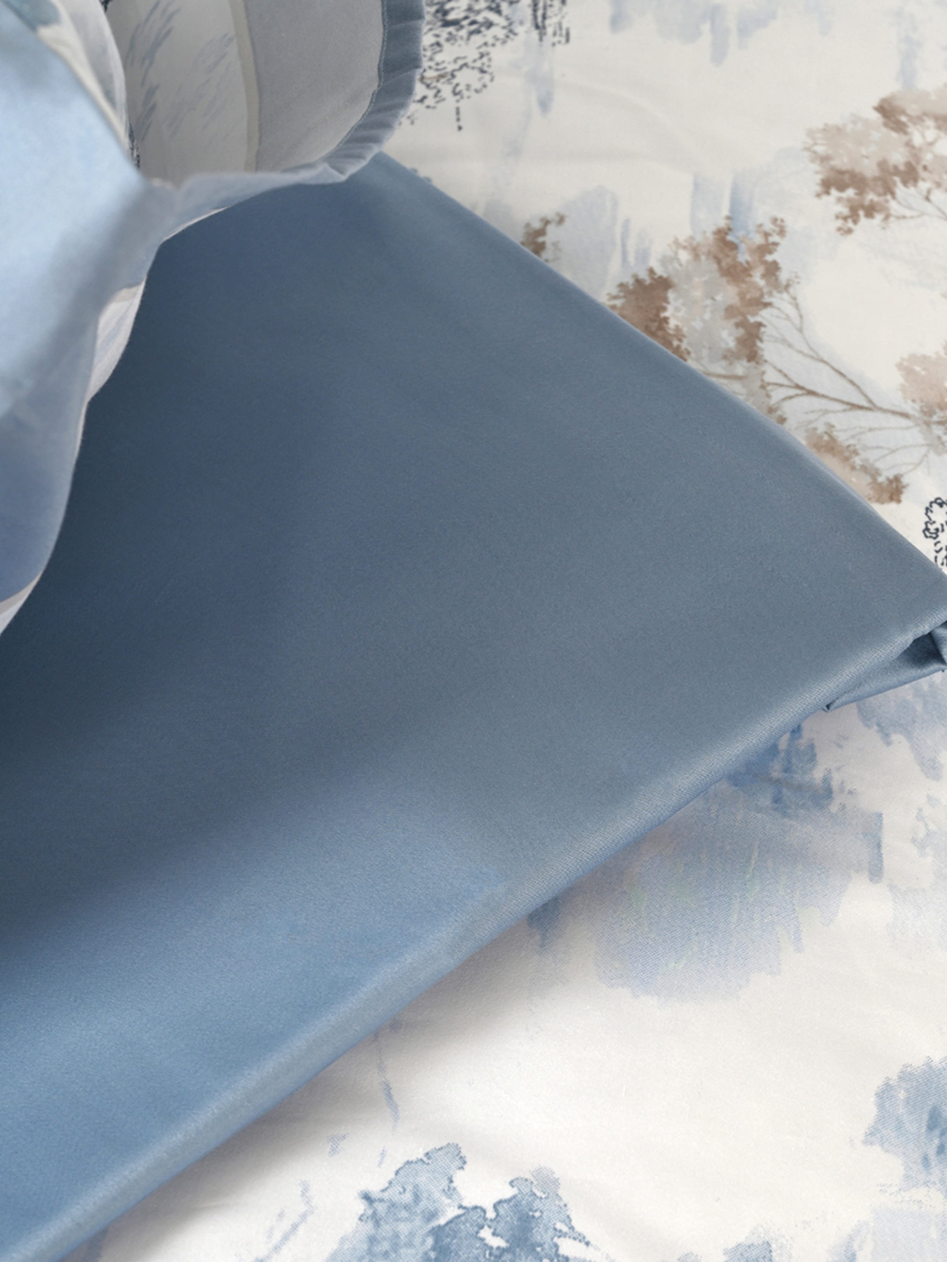 Простынь "Магия леса" из натурального сатина MBM MY HOME модель BL-FS-01/02 BLUE Фото