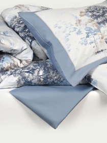 Простынь "Магия леса" из натурального сатина MBM HOME модель BL-FS-01/02 BLUE Фото