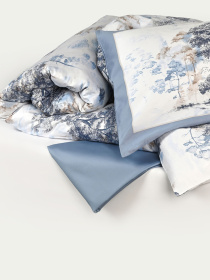 Простынь "Магия леса" из натурального сатина MBM HOME модель BL-FS-01/02 BLUE Фото