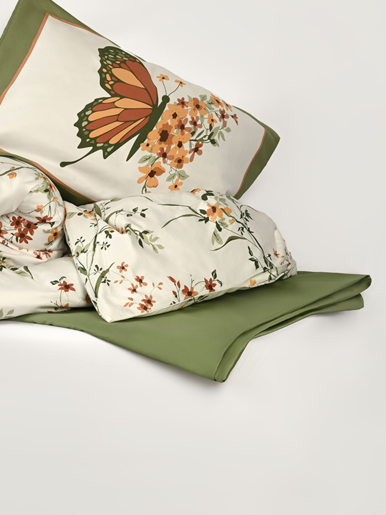 Простынь "Цветочное поле" из натурального сатина MBM MY HOME модель BL-FS-03/04 GREEN Фото