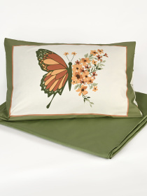 Простынь "Цветочное поле" из натурального сатина MBM MY HOME модель BL-FS-03/04 GREEN Фото