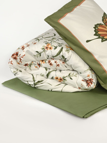 Простынь "Цветочное поле" из натурального сатина MBM HOME модель BL-FS-03/04 GREEN Фото