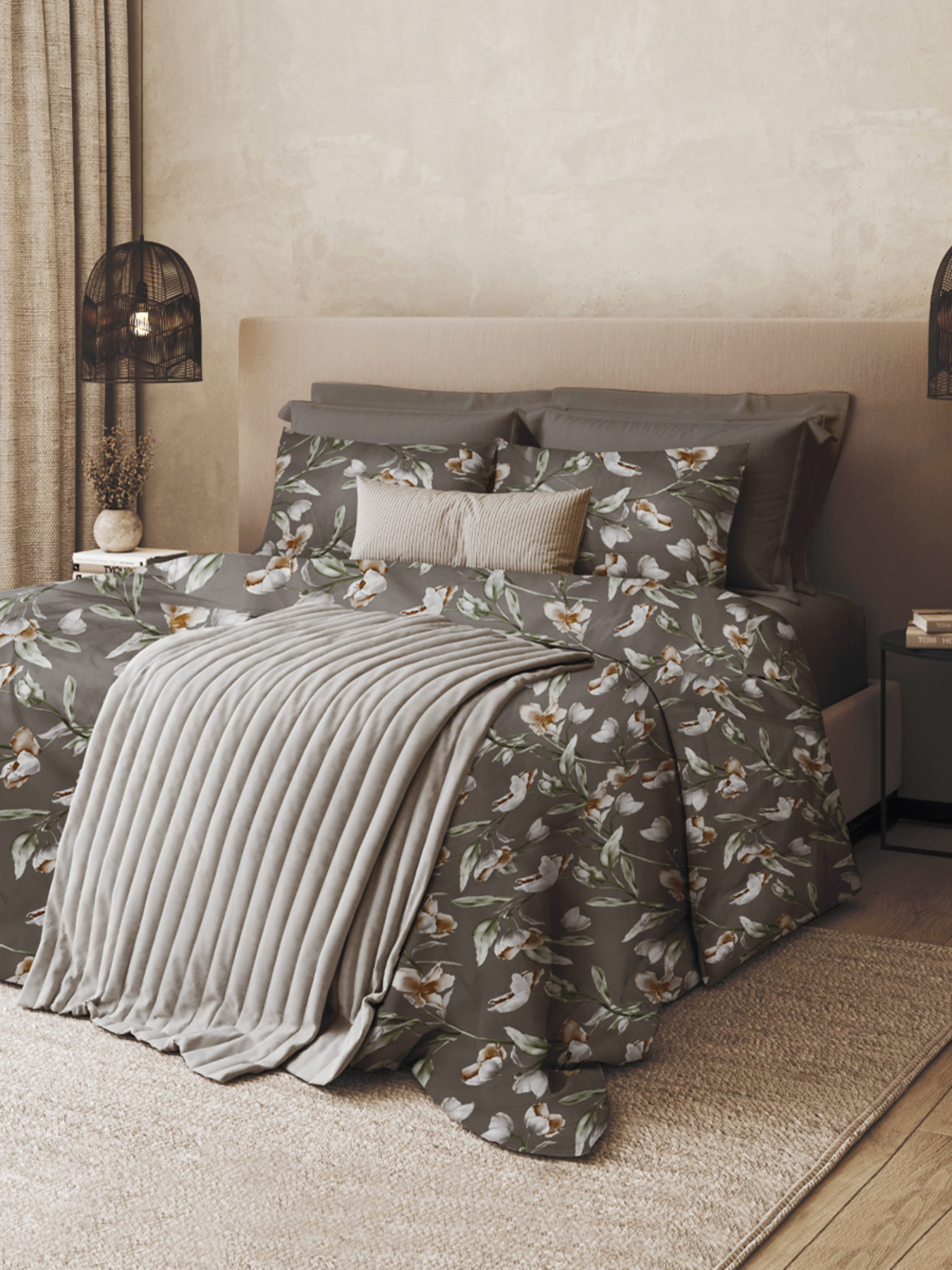 Простирадло "Весняний цвіт" з натурального сатину MBM HOME модель BL-FS-05/06 GRAY Простирадло "Весняний цвіт" з натурального сатину MBM HOME модель BL-FS-05/06 GRAY Фото