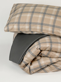 Простынь "Тартан" из натурального вареного сатина MBM MY HOME модель BL-FS-07/08 GRAY Фото