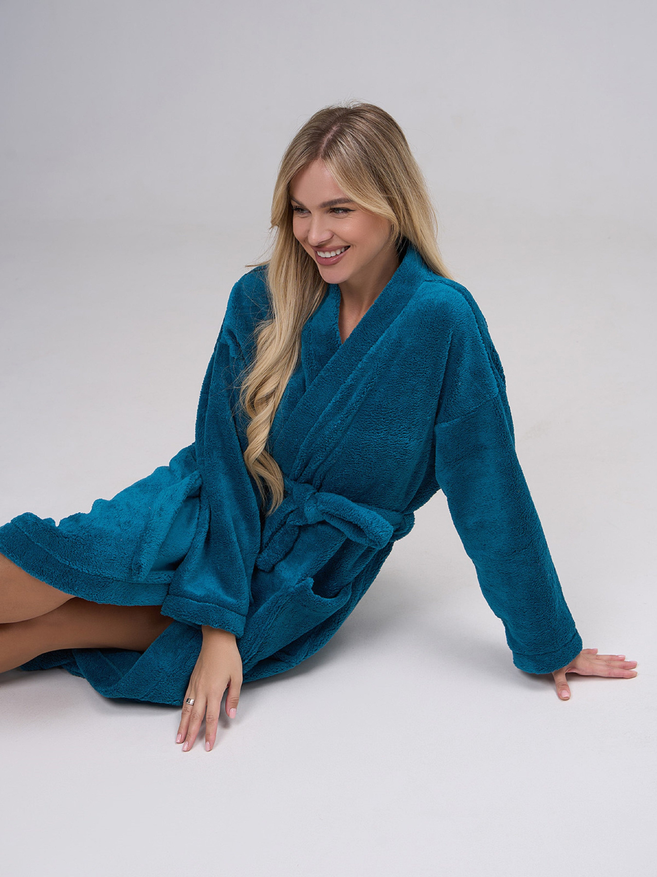 Халат ISSA Plus модель 14867_зеленый Фото