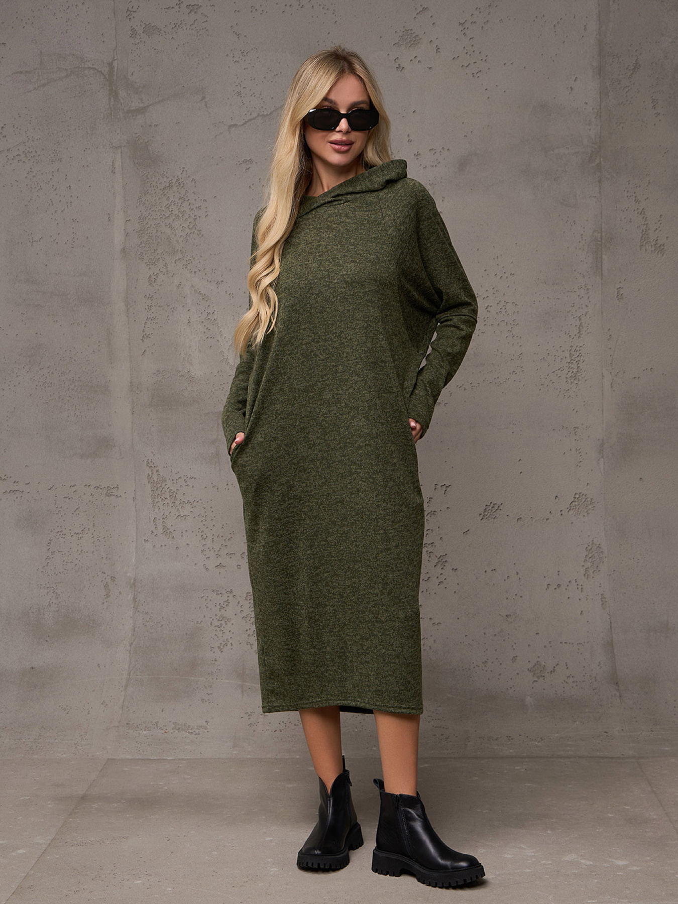 Платье миди ISSA Plus модель 12131_хаки Фото