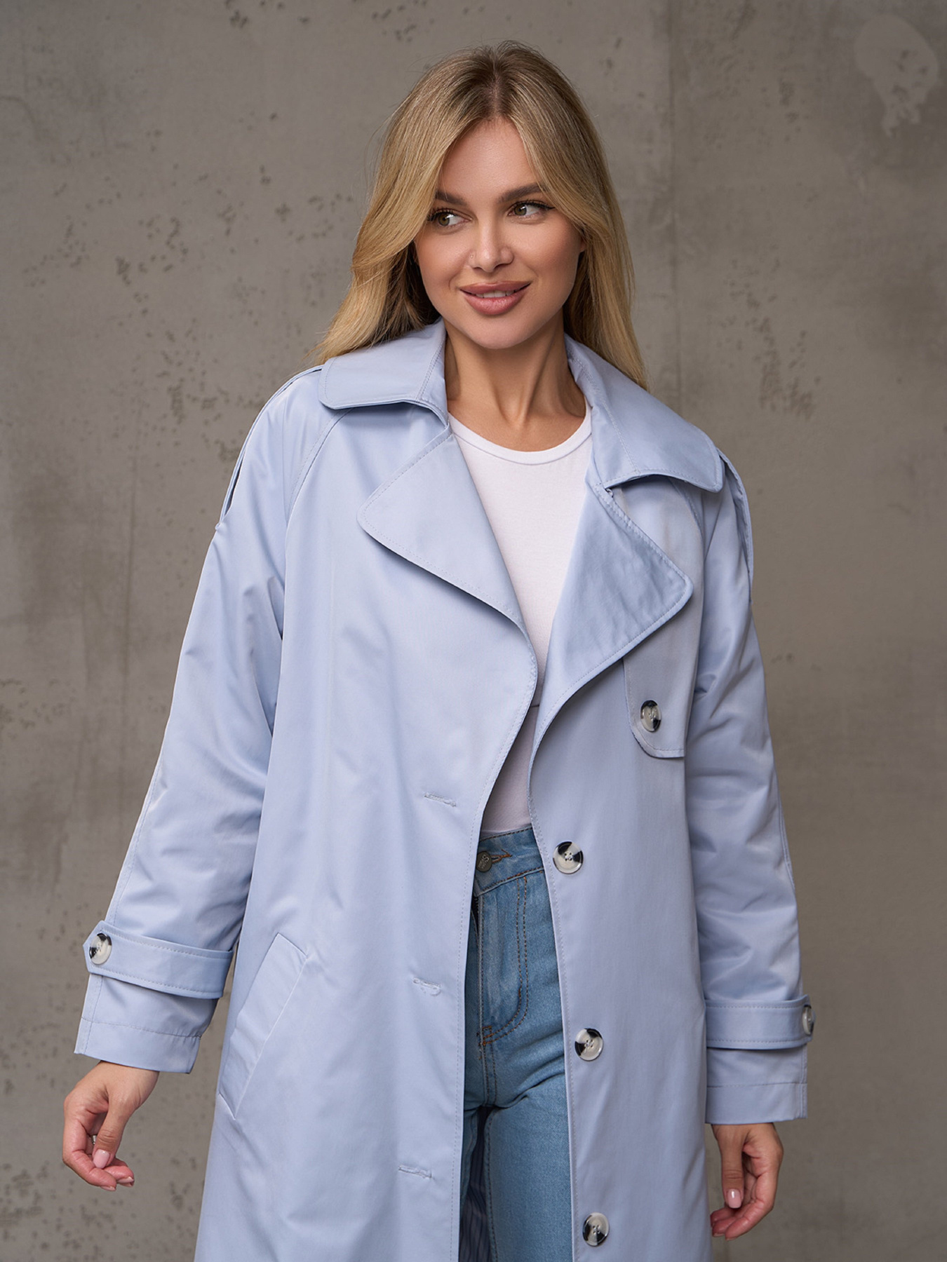 Тренч ISSA Plus модель 14886_голубой Фото