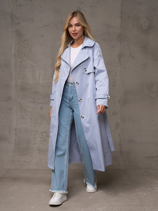 Тренч ISSA Plus модель 14886_голубой Фото