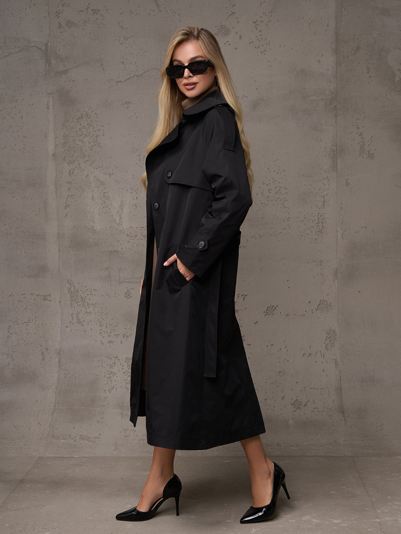 Тренч ISSA Plus модель 14886_черный Тренч ISSA Plus модель 14886_черный Фото