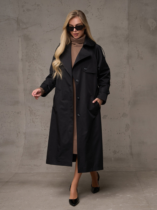 Тренч ISSA Plus модель 14886_черный Фото