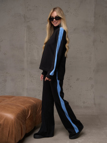 Костюм ISSA Plus модель 14891_черный_голубой Фото