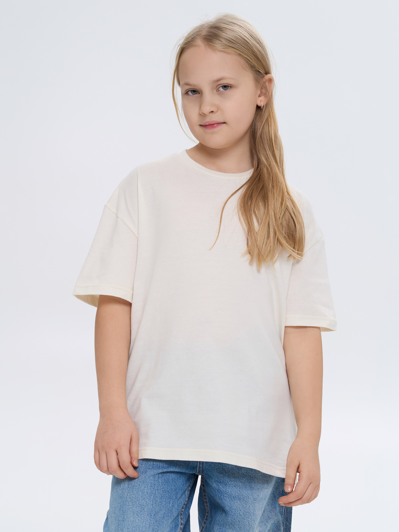Футболка дитяча однотонна молочна модель 240250_milk Фото