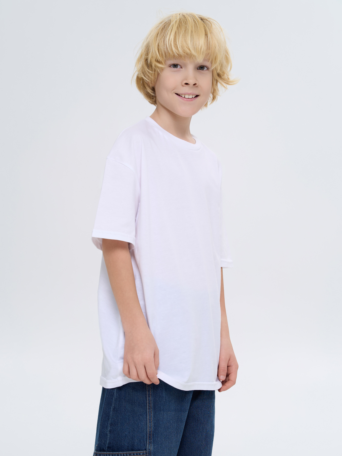 Футболка дитяча однотонна біла модель 240250_white Фото