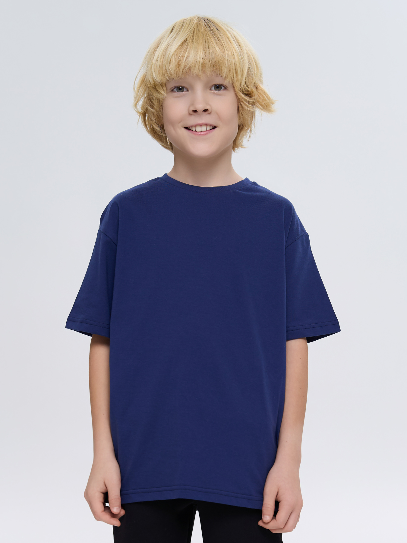 Футболка дитяча однотонна синя модель 240250_evening_blue Фото