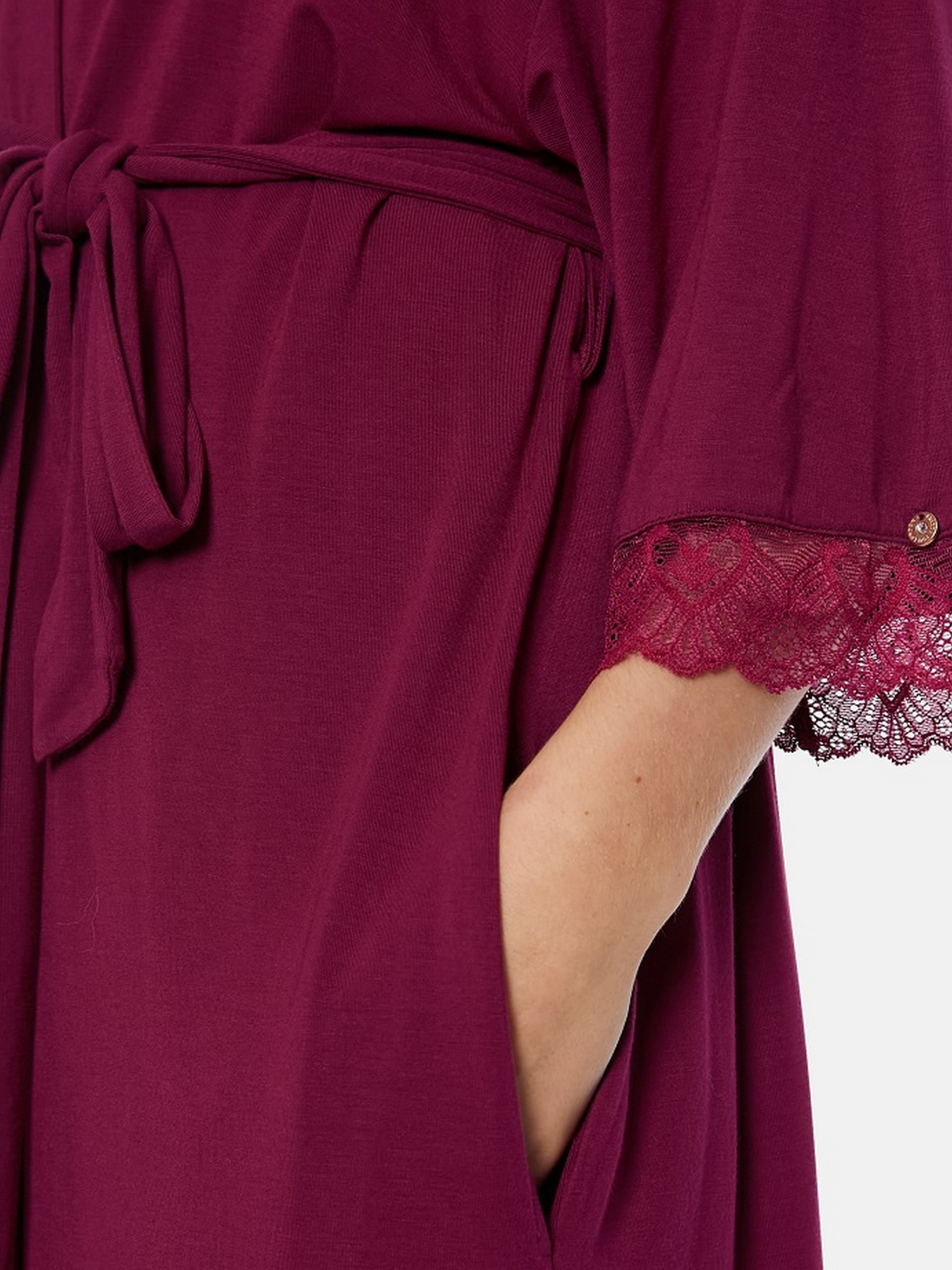 Халат Pretty You London Bamboo Lace модель Bamboo-Lace-Kimono-Bordeaux Фото