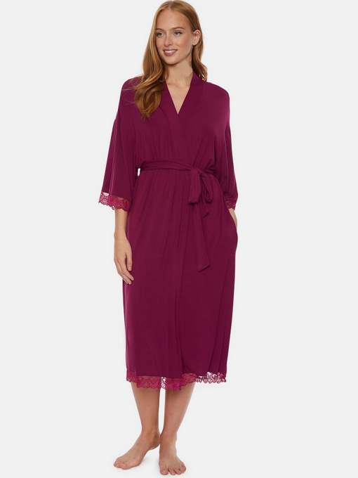 Халат Pretty You London Bamboo Lace модель Bamboo-Lace-Kimono-Bordeaux Фото