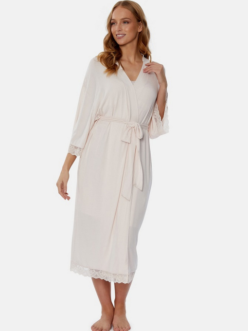 Халат Pretty You London Bamboo Lace модель Bamboo-Lace-Kimono-Powder Фото