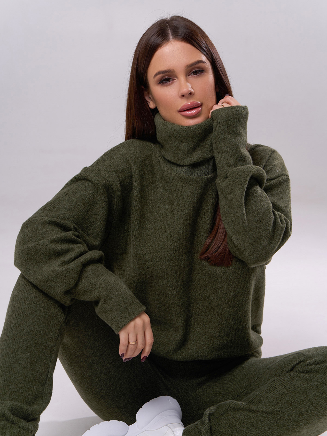 Повседневный костюм ISSA Plus модель 13533A_хаки Фото