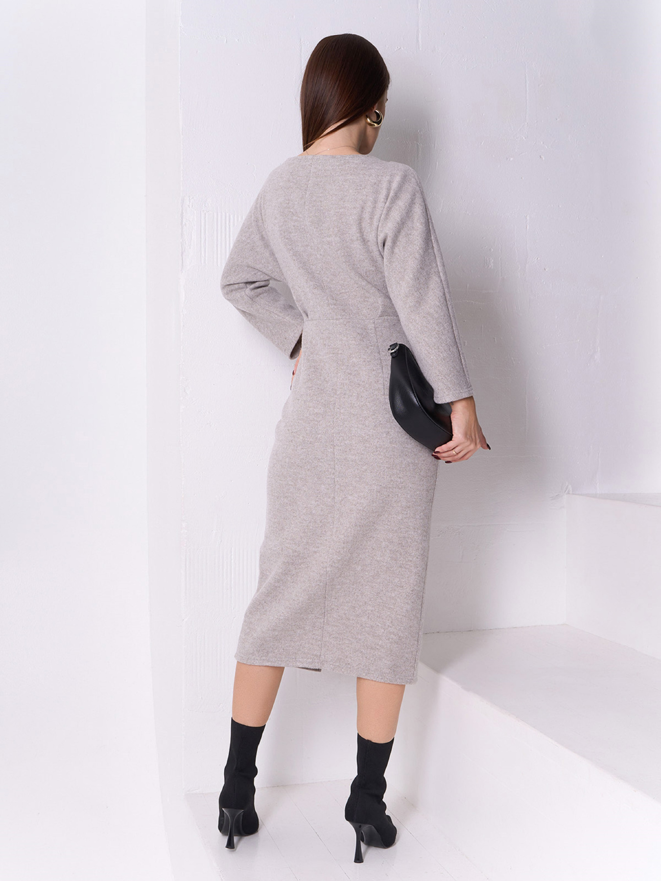 Платье миди ISSA Plus модель SA-576_темно_бежевый Фото