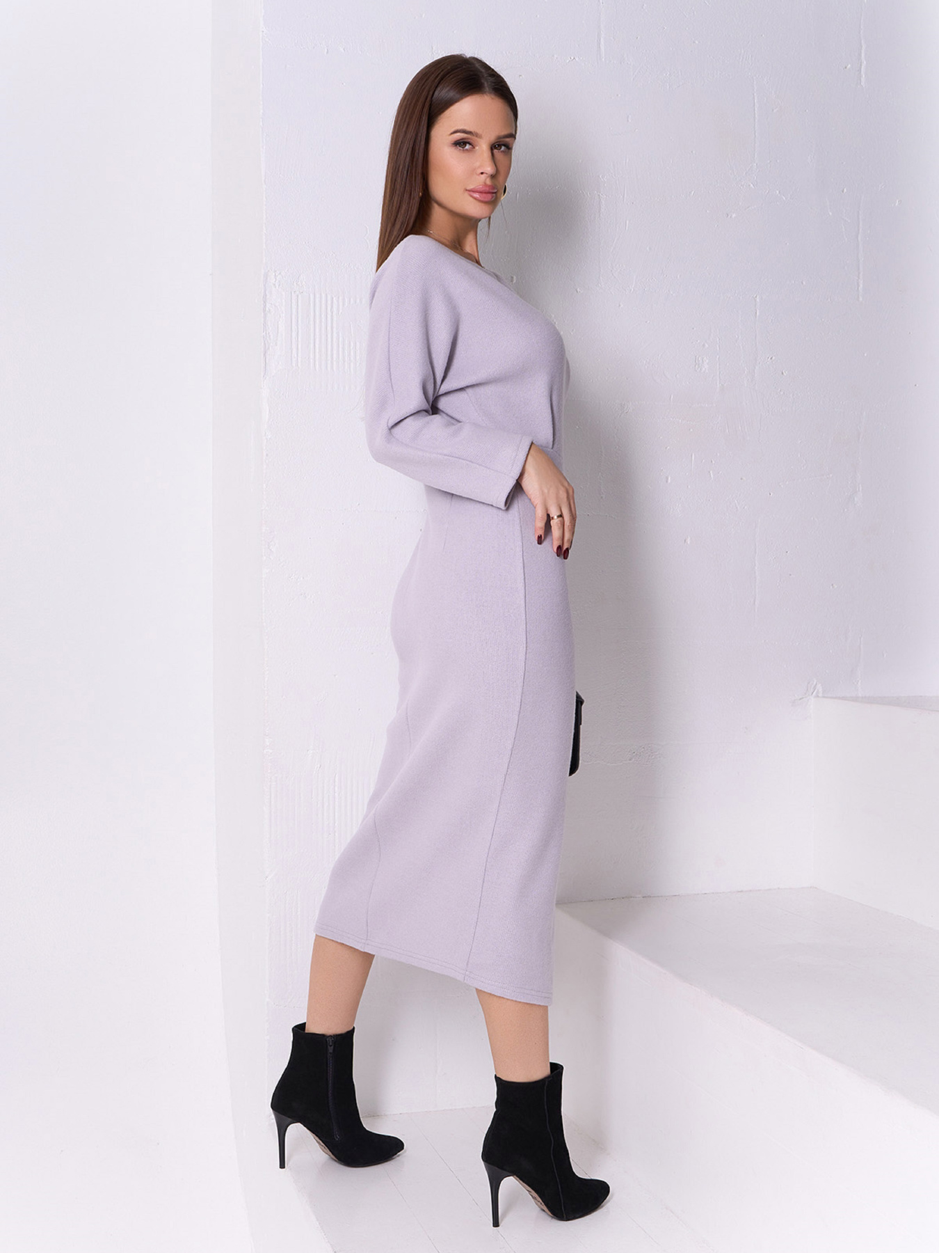 Платье миди ISSA Plus модель SA-576_серый Фото