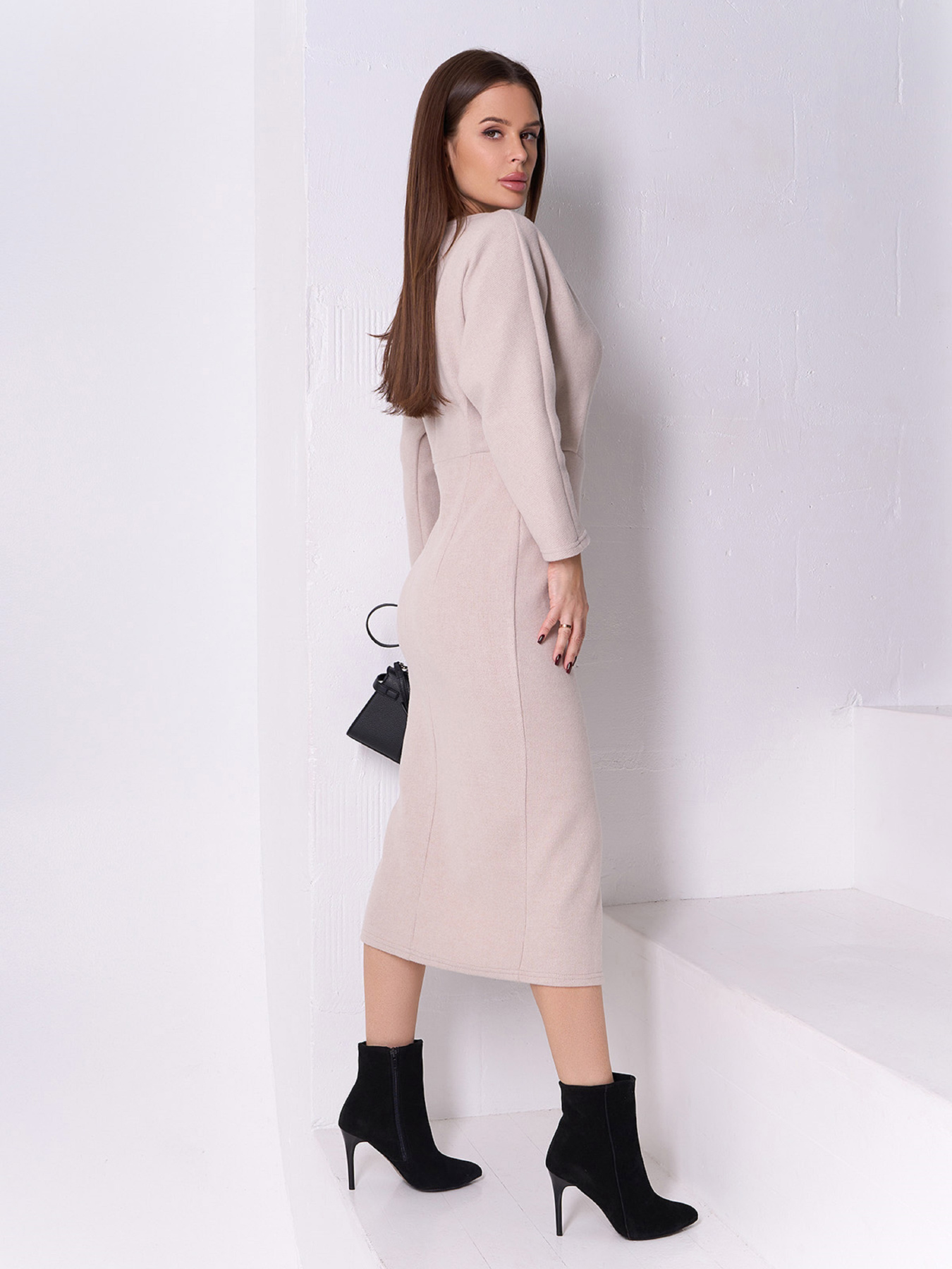 Платье миди ISSA Plus модель SA-576_бежевый Фото