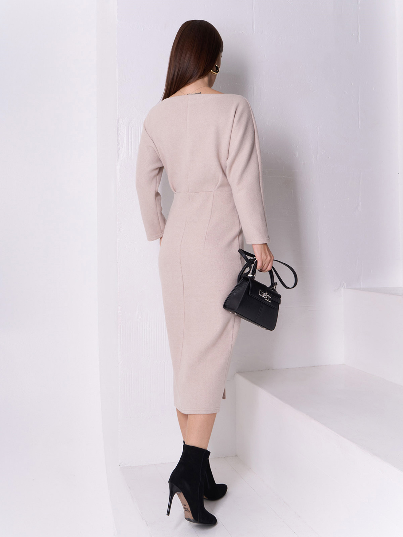 Платье миди ISSA Plus модель SA-576_бежевый Фото