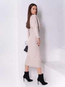 Платье миди ISSA Plus модель SA-576_бежевый Фото