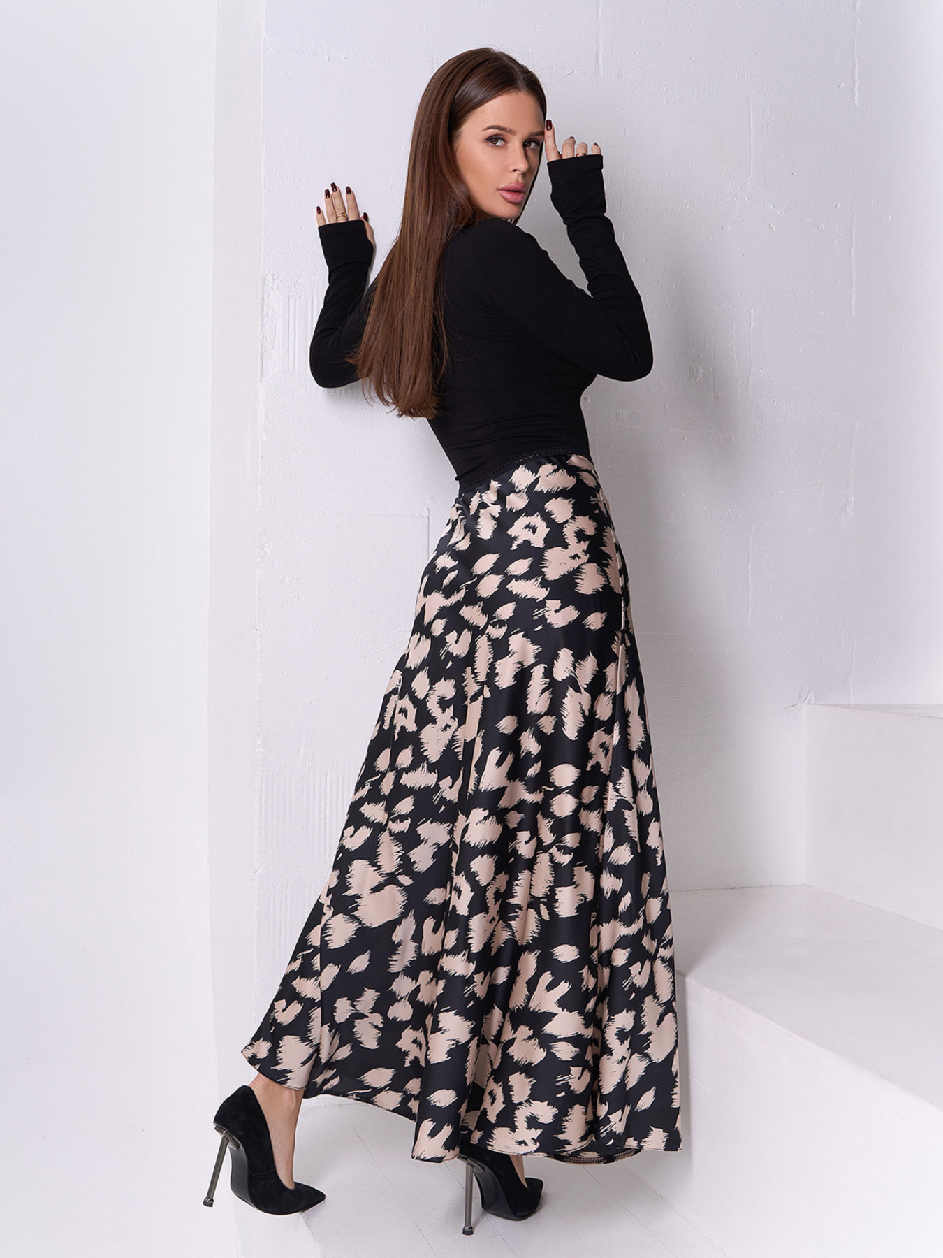 Юбка макси ISSA Plus модель 14922_черный Фото