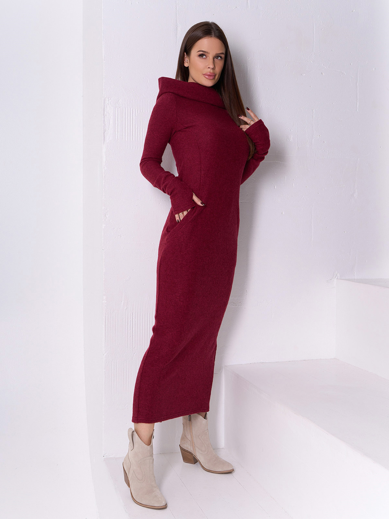 Платье макси ISSA Plus модель 14926_бордовый Фото