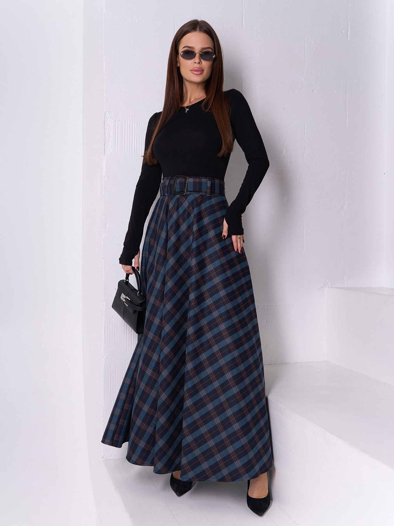 Юбка макси ISSA Plus модель 14929_мультиколор Юбка макси ISSA Plus модель 14929_мультиколор Фото