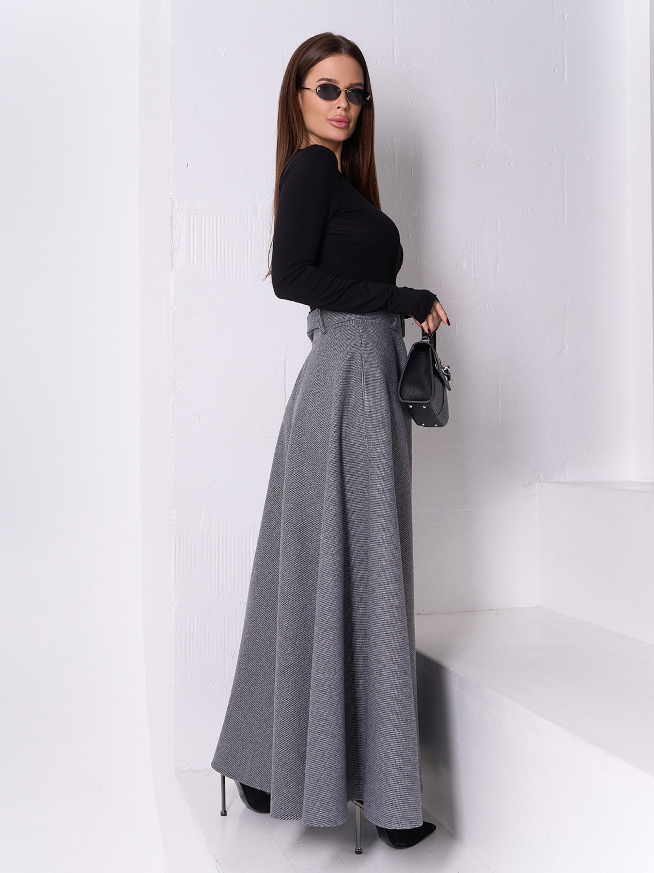 Юбка макси ISSA Plus модель 14930_серый Фото