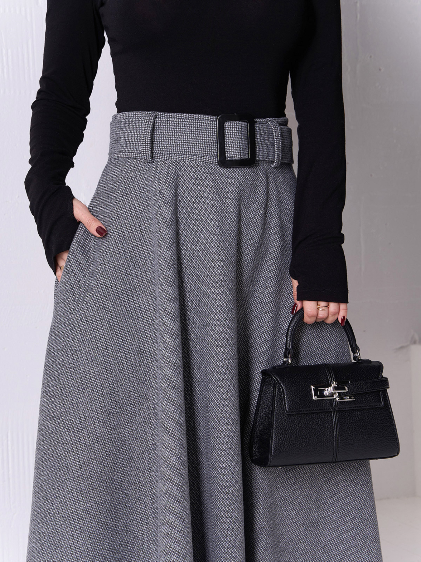 Юбка макси ISSA Plus модель 14930_серый Фото