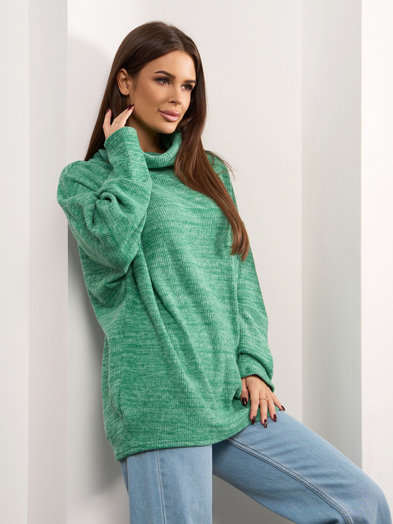 Свитер ISSA Plus модель 14925_зеленый Фото