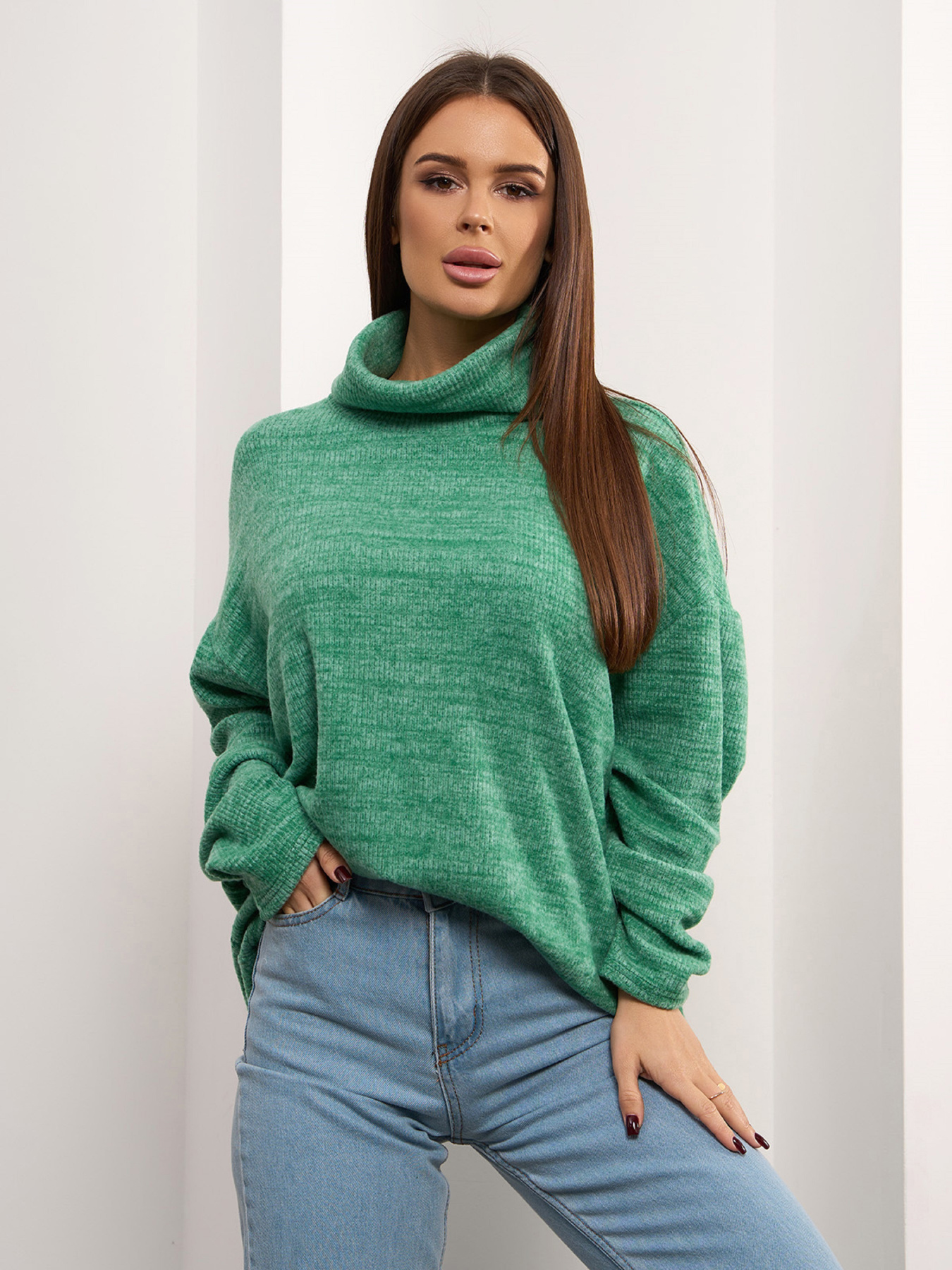 Свитер ISSA Plus модель 14925_зеленый Фото