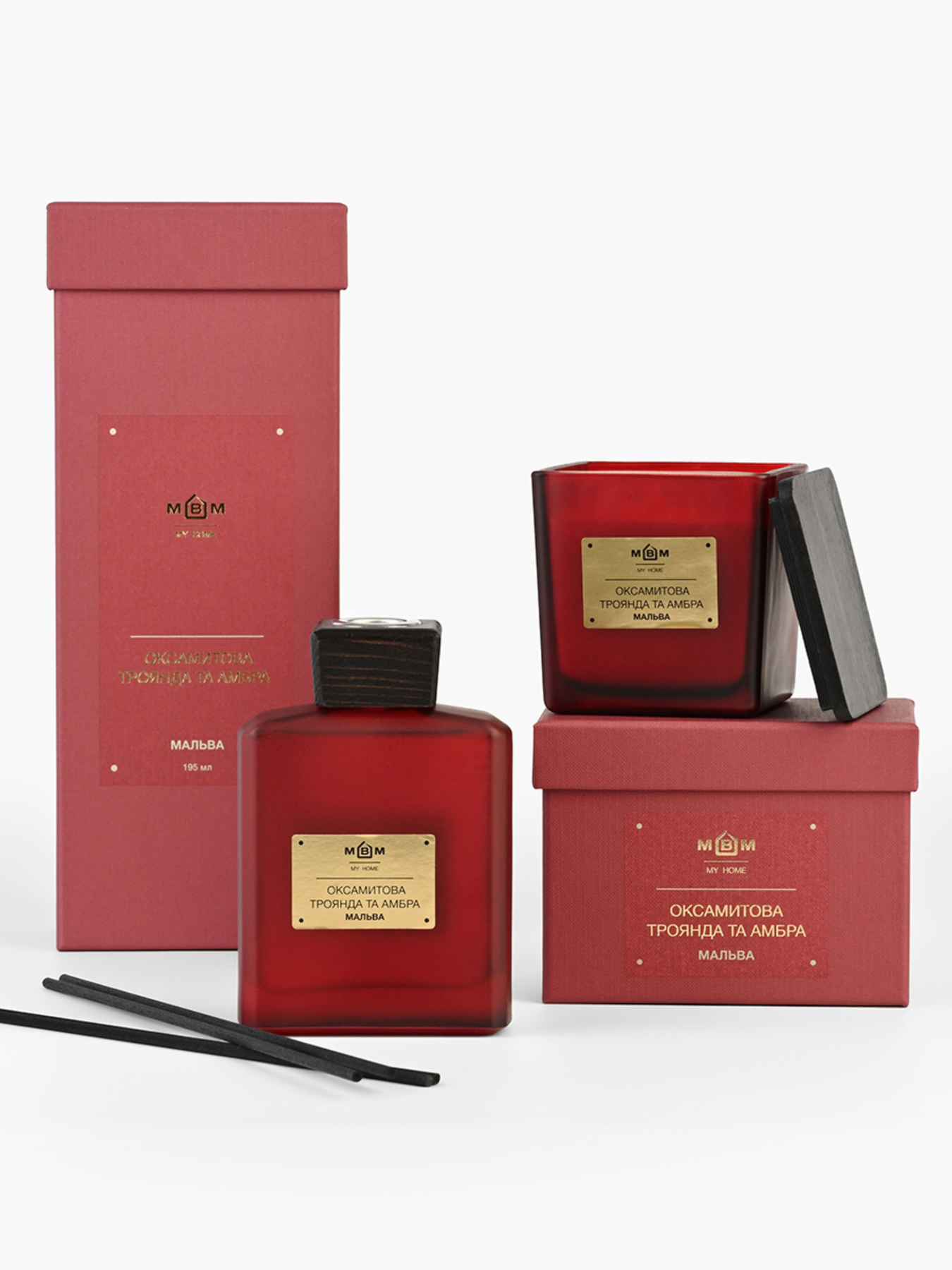 Свічка ароматична "Мальва" оксамитова троянда та амбра MBM HOME модель FR-12 Фото