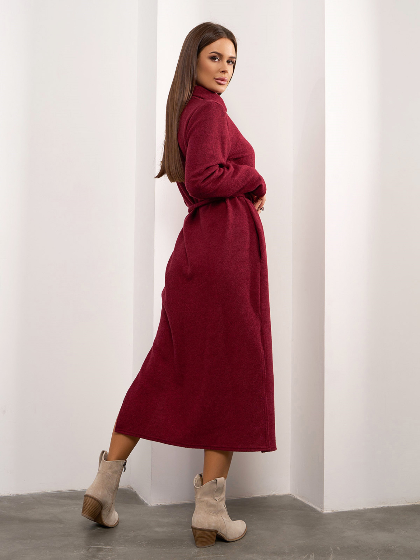Сукня міді ISSA Plus модель 14920_бордовый Фото