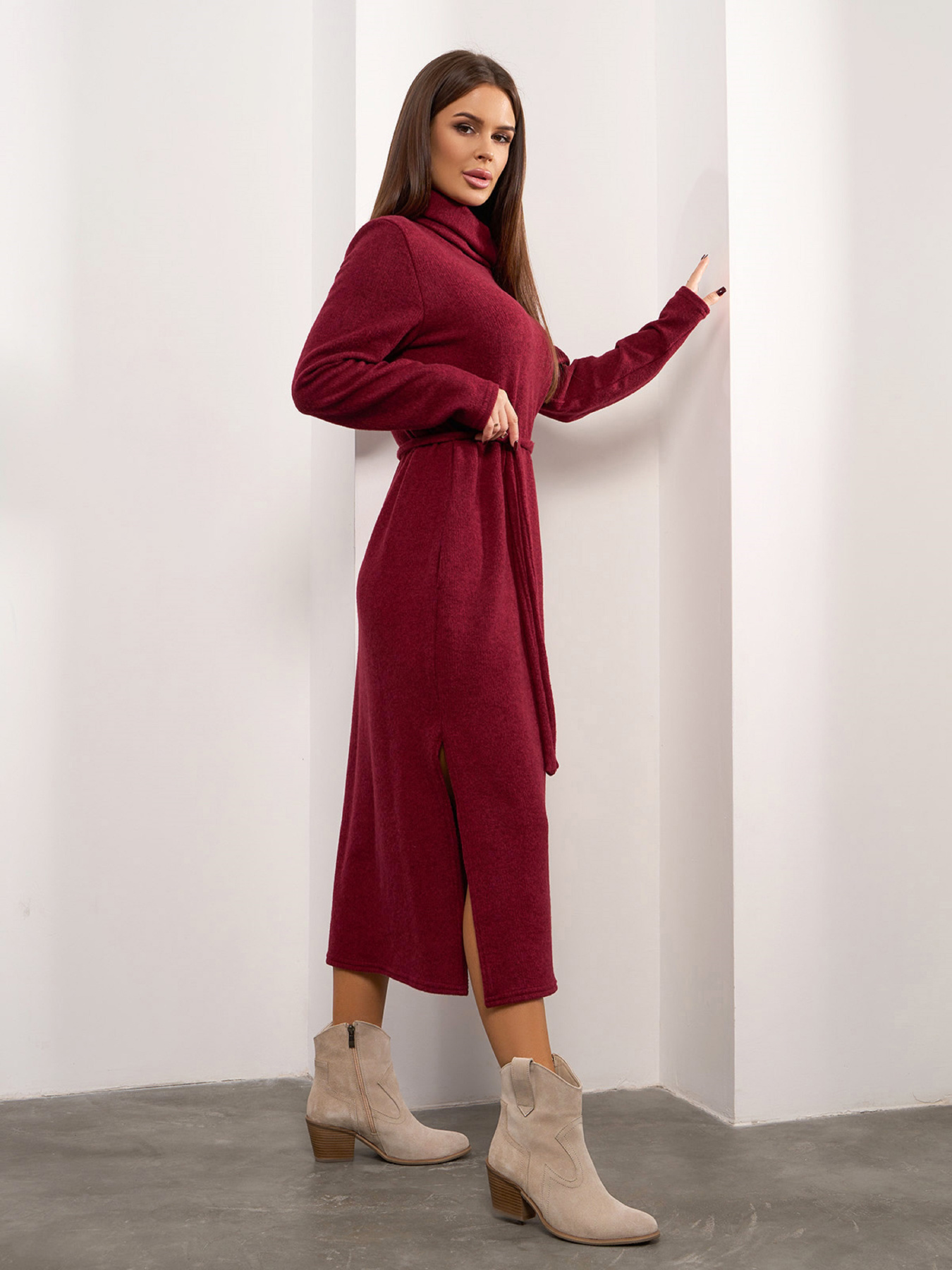 Платье миди ISSA Plus модель 14920_бордовый Фото